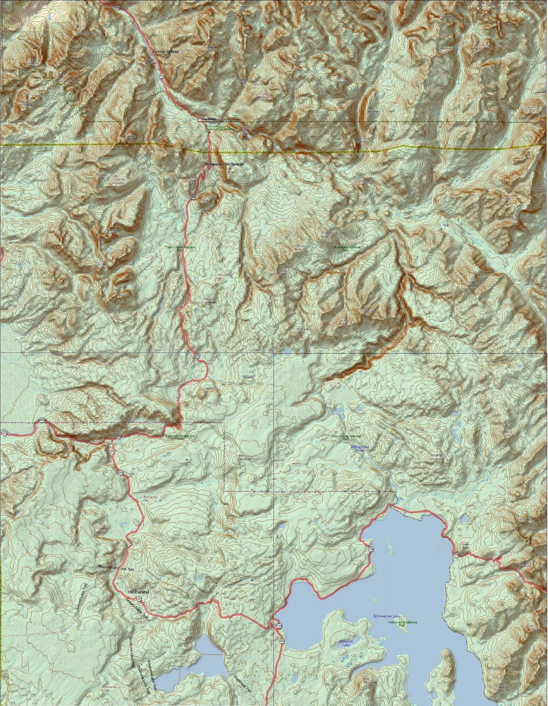 Yellowstone National Park Topo Map (Print Version) | Yellowstone Maps - Topographic Map Printable