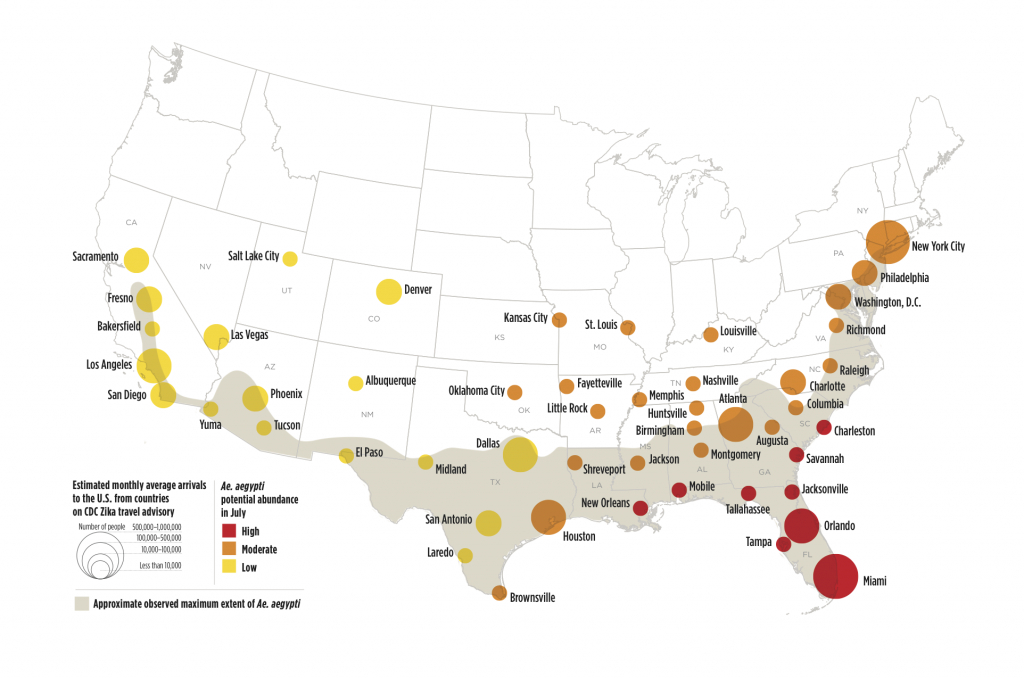 Zika Virus May Affect 50 U.s. Cities | Earth | Earthsky - Zika Virus Texas Map